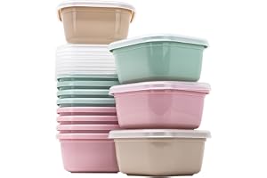 QILZO® Pack 12 matlunchlådor 300 ml, BPA-fri, Matbehållare säker för mikrovågsugn och diskmaskin, frys, behållare med lock