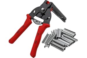MUYIRTED Set Di Per Anelli Di Maiale E 600 Pezzi M-Tipo Clip, Pinza Per Recinzione Per Animali Domestici Di Pollo Gabbia Filo Di Recinzione Riparazione Strumenti Manuali, Rosso