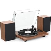 Udreamer Bluetooth Turntable, Hi-Fi System with 40W Bookshelf Speakers, Vinyl Player with Aluminum Plating, 2-Speed Belt Driv