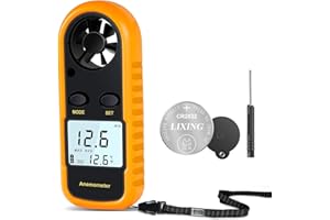 RUZIZAO Anemometre Portable Anémomètre Numérique Haute Précision (+/-5%) avec Rétro-éclairage LCD, Anémomètre Portatif pour Extérieur, HAVC, Drones