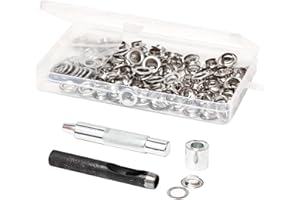 GIGTOOP 120 Pièces Trousse à œillets Outils,Diamètre Intérieur 10mm Oeillets MéTalliques Ensemble En Cuir Rivets Avec Outil De Perforation Pressez Pour Diy Couture Artisanat Bricolage