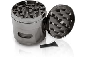 K KOOLPUG KOOLPUG Herb Grinder Metal 4 Piece 2.2 Inches, 55mm Zinc Alloy Grinder Herb with Magnetic Lid and Pollen Scraper, 4 Part Spice Mill Crusher Perfect for Most Dry Herb - Grey