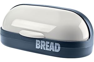 GALICJA Molly – Panera moderna – Caja de almacenamiento de pan – Panera de plástico – Panera para pan fresco – Panera con tapa – Almacenamiento de pan – 37 x 20 x 16 cm azul marino