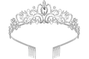 REYOK Tiara di Cristallo Corona Fascia Principessa Tiara Elegante con Pettini, Strass Matrimonio Compleanno Tiara Corona Nuziale di Cristallo con Pettine Corona Principessa Fascia per le Donne