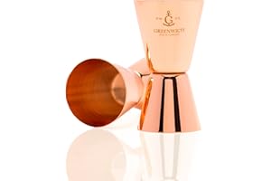 GREENWICH SPIRITS COMPANY Copper Premium Jigger Professional | Cocktail Spirit Measure 25ml 50ml | Gin Measure, Alcohol Measure, Cocktail Measuring Tool | Gift Box Option | Premium, Luxury, Home Bar Accessories | Bartender