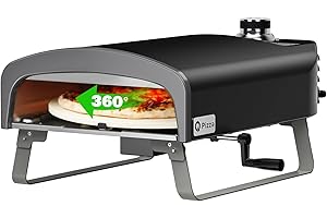 DOBADN Q Pizza Outdoor Gas Pizza Oven with Manual Rotating System, Portable Propane Pizza Oven with Rotatable Handle,13" Pizza Stone, Uk Gas Regulator