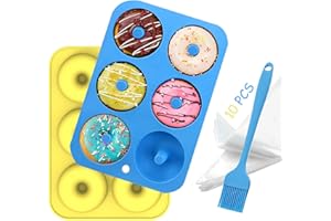 Aoibeely Stampo Ciambella Silicone Stampo Donuts: 2 pezzi Stampo per Ciambelle,10 Sac à Poche Usa e Getta, Antiaderenti per Donut Baking Biscotti, Muffin (B)