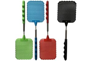 MISS-SHOP Matamoscas Extensible,Matamoscas Manual 3 Piezas Matamoscas de Plástico con Mango Telescópico Robusto y Duradero Extensión Telescópica Longitud 26-73 cm