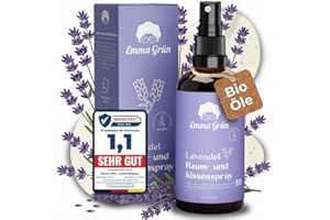 ‎EMMA GRÜN Emma Grün® Lavendelspray & Kissenspray 100ml [BIO-QUALITÄT] - Lavendelspray für Kopfkissen - Mit Naturreinem Lavandula Angustifolia - Lavendel Kissenspray zum Einschlafen - Lavendelöl Spray