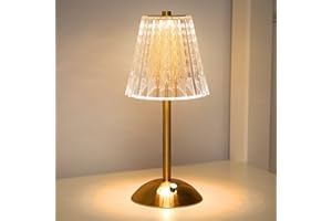 BOMKRA Crystal Table Lamp, Dimmable 3 Colors LED Romantic Diamond Crystal Lamp, Rechargeable Touch Lamp Small Lamp, Bedside Lamp Nightstand Lamp for Bedroom Bar Restaurant (A)