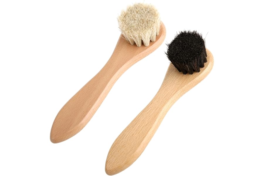 lasuroa 2pcs Baseball Glove Brush, Baseball Glove Scrub Brushes Black White Soft Horse Hair Bristles Cleaning Accessories for Deep Cleans