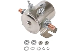 LDMINDA 4 Terminal 24 Volt Continuous Duty Solenoid Relay Need Break 24063 Solenoid for Golf Carts,Winch, Marine Heavy Duty SPST 24VDC 24V Solenoid Relay Nickel-Plating