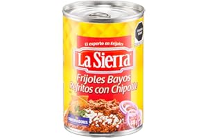 LA REINA DE LAS TORTILLAS La Sierra - Frijoles Bayos Refritos con Chipotle - Sin Conservantes - Típica Comida Mexicana - 440 Gramos