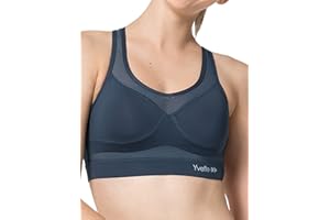 Yvette Soutien-Gorge de Sport Femmes en Maille Respirante Dos Nageur Maintien Élevé sans Armatures Grande Taille Fitness Jogging Golf