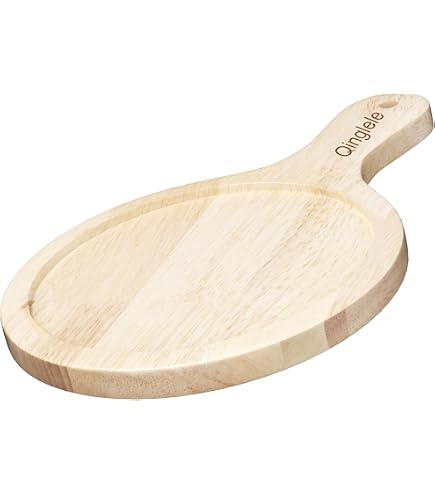 Hausleben Pizzateller Aus Bambus – Rundes Schneidebrett Mit Griff, Ø 25,5 Cm