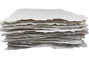 Wanderings Carta Acquerello Spessa Fatta A Mano Con Bordo Sfilacciato - 20x20 cm - 500GSM, Carta Miscelata Texturizzata Bianca Premium Pressata A Freddo Realizzata Con Cotone Riciclato - 15 Fogli