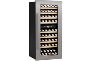 Klarstein Vinsider Duo Cave à Vin - 79 Bouteilles, 2 Zones, 5-22°C, Commande Tactile, Éclairage LED, Verre Anti-UV, Faible Niveau Sonore, Unité Encastrable, Frigo Vin