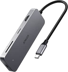 Anker 7-in-1 Premium USB C Hub Adapter, with 60W Power Delivery, 4K USB C to HDMI Output, MicroSD/SD Card Reader, 3 USB 3.0 Ports, for MacBook Pro, ChromeBook, XPS and More