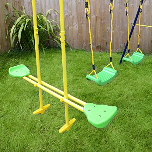 Garden Swing Set Childrenâ€™s Outdoor Playset 2 Swings 1 Glider Jump Star Sports