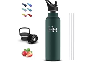 GRSTA Borraccia Termica- 0,5 litri- Borraccia con Cannuccia, Senza BPA, Borraccie Acciaio Inox, Senza Perdite, Borraccie Metallo, Doble Aislamiento, Borracce Termiche per Ufficio, Viaggio, Campeggio, Scuole