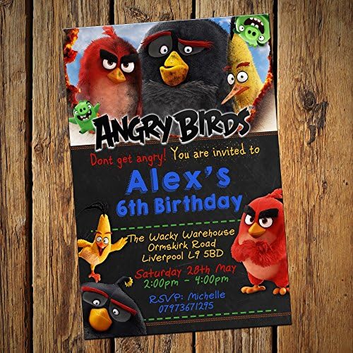Angry Birds Movie Birthday Invitations &amp; Envelopes - Pack of 16 (Personalised - See Item Description)