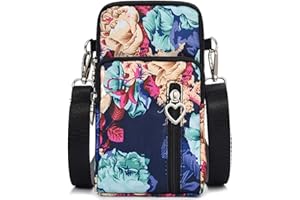 BRINNY Damska torebka, torba na ramię, torba na ramię, ze sztucznej skóry, 3 kieszenie na zamek błyskawiczny, uniwersalna torba na telefon komórkowy do zawieszenia, portfel na telefon komórkowy poniżej 7