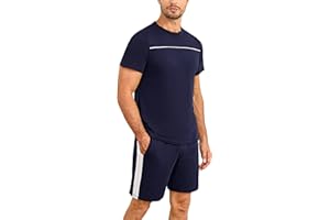 Marvmys Pijama Hombre Verano 100% Algodón Corto Pijamas Hombre Mangas Cortas 2 Piezas con Camiseta y Pantalones Cortos Conjunto de Pijama para Hombre S-XXL