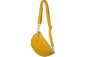 AMBRA MODA AmbraModa GLX10 - Damen Herren Unisex kleine Hüfttasche Gürteltasche Bauchtasche Umhängetasche aus Echtleder (Gelb)