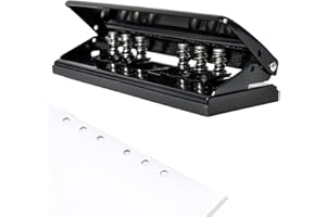 Molbory 6-Krotny Dziurkacz Biurowy - Regulowany Odstęp, Metalowy, Do A3, A4, A5, B3, B4, B5, 6 Arkuszy, Czarny - Średnica Otworu 5,5 mm