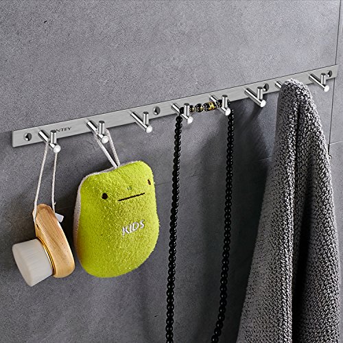 Amzdeal Hakenleiste aus EDELSTAHL mit 8 Kleider haken für die Garderobe Garderobenhaken Wandhaken - 4