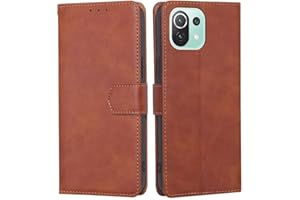 RankOne Funda Compatible con Xiaomi MI 11 Lite / 11 Lite 5G / 11 Lite 5G NE (6.55" Inches), Funda de Piel Tipo Folio Flip Protectora con Ranura para Tarjeta Carcasa - Marrón