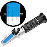 HHTEC Refract&oacute;metro para vino 0-32 Brix, 0-140 Oechsle, 0-27 KMW con ATC, para viticultores, mosto, cerveza, fruta y vendimia