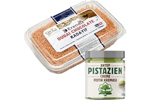 GENERISCH Pufai Gebrauchsfertiger gerösteter Kadayıf für Dubai Schokolade, Geröstet Fertig gerösteter gebrauchsfertig Kadaifi,Teigfäden Engelshaar teigfaden Kataifi 200 Gr mit Anthap Pistazien Creme 200 Gr