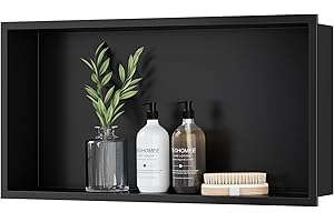 Neodrain Shower Niche Stainless Steel Wall Niche Recessed Single Shelf Shower Storage for Bathroom 60 x 30 cm, Black