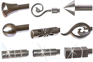 BASIT Endstück f. 16mm Gardinenstangen Edelstahl Look Kristall versch. Designs wählbar, Modell:E24