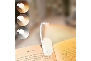 AMFUN Reading Light, LED Book Lights, Rechargeable Reading Lamp with 3 Eye-Protecting Lighting, 360° Flexible Gooseneck Clip on Book Light, White