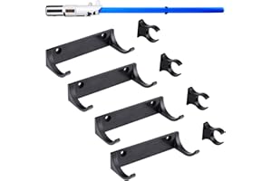 LEKUSHA Horizontal Lightsaber Wall Mount Holder Light Saber Display Rack Hook Stand, Compatible for Any Lightsaber, Black Pack of 4