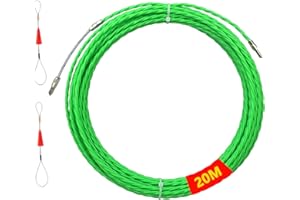 OUTALIZ Sonda Elettricista, 20m Sonda Tiracavi, 4 mm Diametro Sonda Passacavi Molla, Molla Elettricista con 2 Molla di Guida, Estrattore Cavi Per Cavi Elettricista, per la Posa di Cavi di Condotti Vuoti