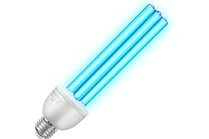 Hiboom 25W UVC Germicidal Lamp Bulb, 254nm UV Light Bulbs with E27 Base, 360° Sterilization for 500 Sq ft Areas, Effective for Bacteria Neutralization in Living Rooms, Kitchens, Offices, Basements