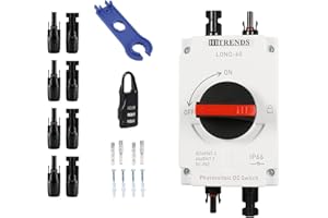 HITRENDS Disjoncteur DC - Système PV 4P DC IP66 - Étanche 32 A 1200 V - Boîte de combinaison solaire PV avec interrupteur et verrous à combinaison - MC4 - Kit complet pour système solaire/panneaux solaires
