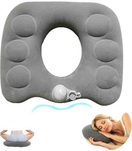 Opblaasbaar Zitkussen Met Drukontlasting - 45,5x39x11 Cm, Zelfopblazend, Voor Auto, Vliegtuig, Rolstoel, Reizen