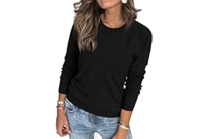 Fisoew Damski sweter z wzorem blokowym, okrągły dekolt, sweter z dzianiny, długi rękaw, elegancka bluza