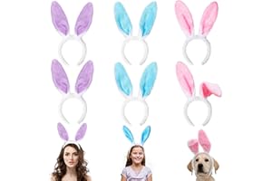 DIYDEC 6pcs Bunny Ears Headband, Colorful Cute Rabbit Hairbands Bendable Comfortable Easter Bunny Ears for Woman Kids for Easter Party Favor