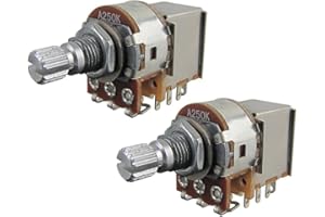 IKN A250K Push Pull Control Pot Audio Taper Potentiometers Short Split Knurled Shaft 15mm for Guitar Bass Volume or Tone Control, Pack of 2