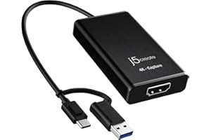 j5create 4K HDMI Video Capture Card, DSLR Cam Link, Game Capture Adapter for Game Live, Broadcasting, Streaming, Video Conference | Support 4K30, 2K60, 1080p120 (JVA11)
