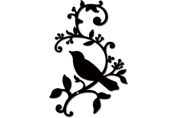 CREATCABIN Métal Oiseau Décoration Murale Oiseaux Sur la Branche Art Fer Mur Signes Suspendus Métal Ornement Sculpture Feuilles pour Balcon Jardin Maison Salon Décoration Extérieur Intérieur Cadeaux