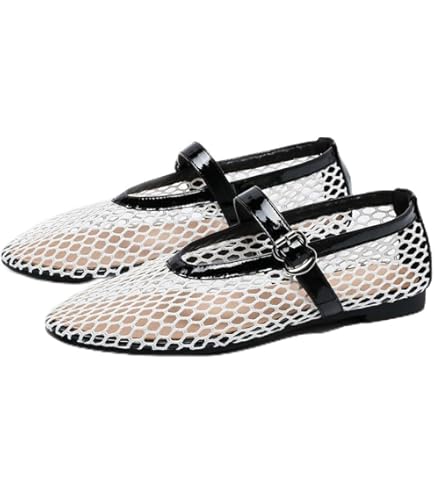 Ballerine Donna Con Strass E Fibbia - Mary Jane Punta Rotonda, Tacco Basso, Antiscivolo