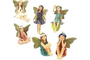 GCROET Fairy Garden Accessoires, Jardin féerique Fées, miniature Fée miniature Figurines Fée Ornement Fée Figure Fleur Fée poupée ornements multicolores Fée Sculpture Décor de jardin 6pcs