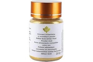 SIM GOLD LEAF Poudre Alimentaire Comestible Colorant Or Scintillant - Pot De 20g