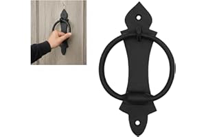 Lord of Battles Aldaba de puerta de hierro forjado a mano, resistente, perfecto para puertas de granero de madera vintage, puertas, vallas, castillo y casa de campo, con recubrimiento en polvo negro